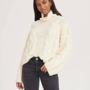 Something Navy Cable Knit Turtleneck Sweater